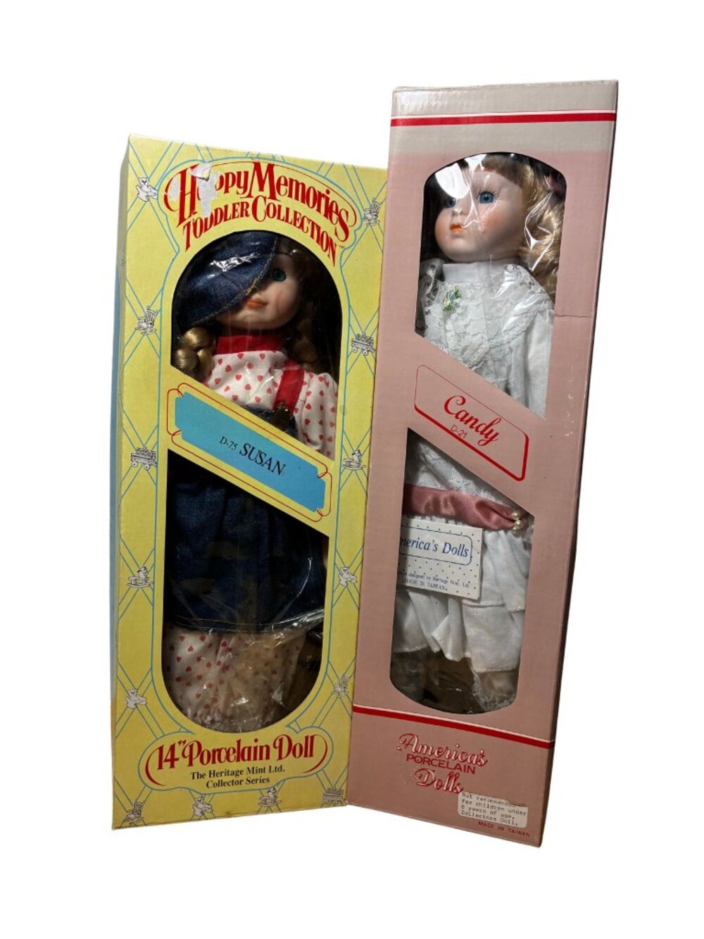 Set of 2 Vintage Porcelain Dolls in Orig Boxes